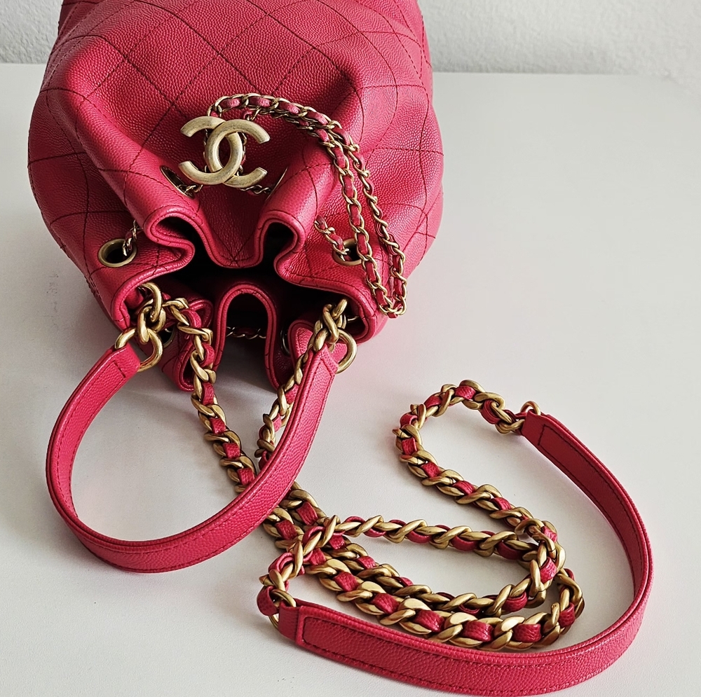 *SOLD* Chanel Pink Caviar Mini Bucket Bag - Picture 10 of 14